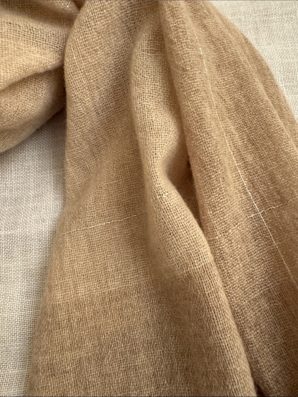 Falconeri Luxurious Wool Beige Shawl Wrap Oversized Scarf 28”x75” Made in Italy